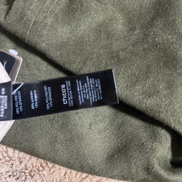 Chic Chicos size 3 green suede full length belted sleeveless vest - Picture 6 of 9